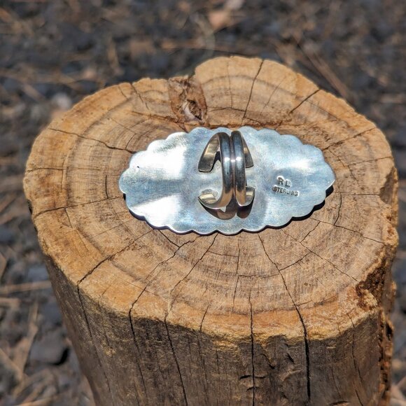 Navajo Concho Ring Kingman Turquoise Sterling Silver Native Am Jewelry sz 7.25US - Picture 9 of 10